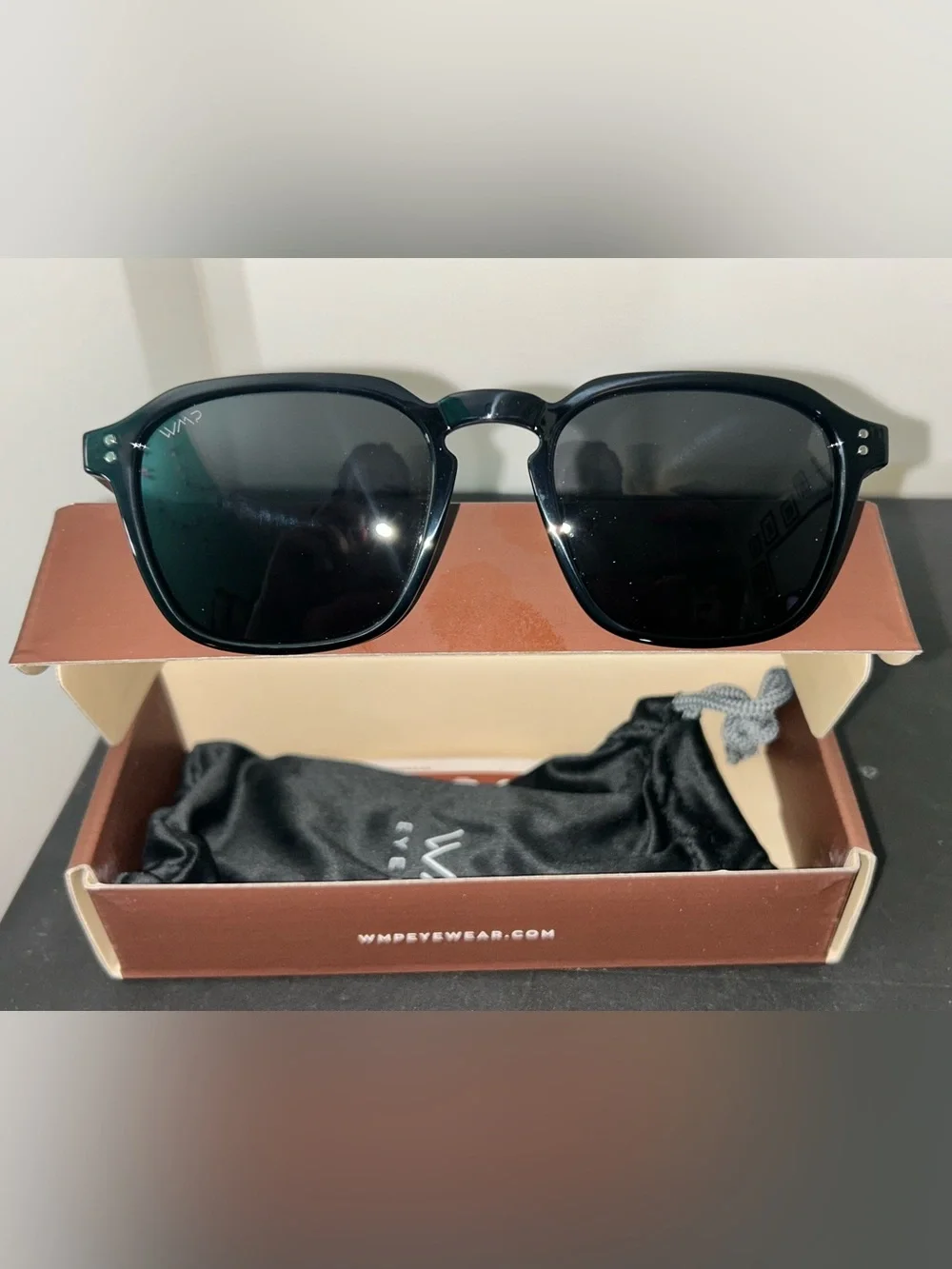 WMP Men's Black Square Sunglasses